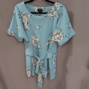 Floral Blue Women's Top XL